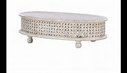 Sympico White Oval Coffee Table wit Carved Details by Powell