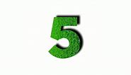 Premium stock video - Number 5 five animation motion graphics with green grass texture on white background for video elements natural concept numbers