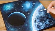 Black Canvas Acrylic painting | Space Painting | Painting Tutorial for beginners #106