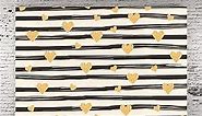 7X5ft (220cmX150cm) Golden Love Black and White Stripe Backdrop Birthday Day Photo Backgrounds Photography Backdrops Props for Photo Studio