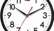 AKCISOT Wall Clock 10 Inch Silent Non-Ticking Modern Clocks Battery Operated - Analog Small Classic for Office, Home, Bathroom, Kitchen, Bedroom, School, Living Room(Black)
