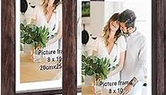 8x10 Picture Frame Set of 2, Double Glass Floating Photo Frames Display up to 10 x 12 photos for Wall or Tabletop Display, Brown