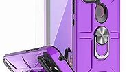YmhxcY Compatible for Revvl 5G Case TCL Revvl 5G Case with HD Screen Protector,360 Degree Rotating Ring Kickstand Holder Dual Layers of Shockproof Phone Case TCL Revvl 5G (6.5")-ZS Purple