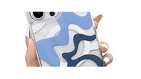 Gihklty Designed for iPhone 11 Case [Compatible with MagSafe], Fashion Simple Cute Wavy Pattern Case for Women Girls Soft TPU+Hard PC Protection Case for iPhone 11-Blue