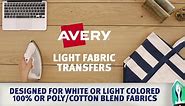 Avery Printable Heat Transfer Paper for Light Fabrics, 8.5" x 11", Inkjet Printer, 18 Iron On Transfers (8938)