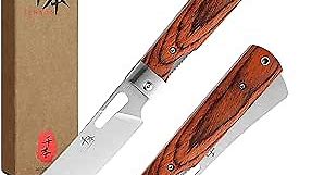 440A Stainless Steel Super Sharp Japanese Pocket Folding Chef Knife Peeling Utility Knife Color Wooden Handle Camping Travel Outdoor Portable Kitchen Knife