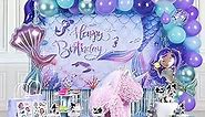 Mermaid Theme Birthday Decorations - Mermaid Party Decorations Supplies Include Mermaid Balloons Garland Kit, Mermaid Birthday Backdrop, Tablecloth, Mermaid Decorations for Birthday Party