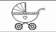 Bebek Arabası Boyama Sayfası Çizimi ( Çocuklara )