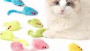 MeoHui 12PCS Faux Fur Mice Cat Toys, 5.5” Realistic Small Mice Size, Rattle Cat Mouse Toy Also Prefilled Catnip, Mouse Toys for Cats, Interactive Cat Toy for Bored Indoor Adult Cats Kitten Kitty Self