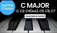 C Major chords (C, C2, C4sus, C5, C6, C7) - Piano Tutorial
