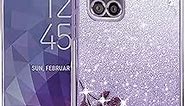 Yarxiawin for Samsung A71 5g Case Clear Glitter Sparkle, Luxury Shiny Samsung Galaxy A71 5g Phone Case Flower Silicone TPU Protective Case Anti-Scratch Cover Pruple (Purple)