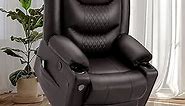 EVER ADVANCED Power Lift Recliner Lift Chairs Recliners for Elderly,Electric Recliners Chair with Heat Vibration Massage Recliner, Remote Control, USB Port, 2 Cup Holder & Pocket(Brown)