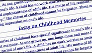 Essay on Childhood Memories || Childhood Memories Speech || Paragraph on Childhood Memories