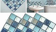 60 PCS 10 x 10 cm Mosaic Wall Tile Stickers, DIY Self Adhesive Waterproof Sticky Wallpaper, Kitchen Bathroom Tile Wall Art Decals Home Decoration (008)