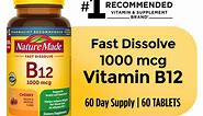 Nature Made Vitamin B12 Sublingual 1000 mcg Sugar Free Fast Dissolve Tablets, 60 Count
