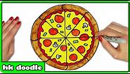 How To Draw A PIZZA - Easy Step by Step Drawing Tutorials for Kids by HooplaKidz Doodle