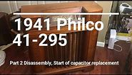 1941 Philco 41-295 Part 2 of 3, Disassembly, Start of capacitor replacement