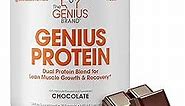 Genius Protein Powder, Chocolate - Dual Protein Blend with Improved Whey Isolate & Natural Egg White for Lean Muscle Building for Men & Women - Grass-Fed Pre & Post Workout Meal Replacement Shake