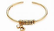 Linda Open Bangle Bracelet with 18K Gold Plated Beads