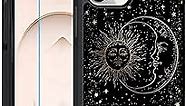 for iPhone 13 Pro Max Case, Tire Outline Glitter Soon Moon Stars Cute Pattern with iPhone 13 Pro Max Case + Screen Protector iPhone 13 Pro Max Case for Girls Women 6.7 inch (2021)
