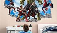 Superhero Wall Decal for Kids - Superhero Wall Decor - Waterproof Vinyl Mural Wall Decal for Boys' Room, Peel and Stick Stickers for Kids' Bedroom, Playroom, Nursery - 24 "x 16"