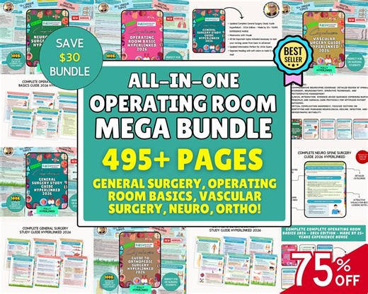 Operating Room Basics Guide: Surgical Nursing Study Bundle , 495  Pages - 5 Topics, 2026 PDF - Etsy