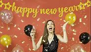 KatchOn, Glitter Happy New Year Banner Gold - 10 Feet, No DIY | Happy New Year Decorations 2024 | New Years Banner 2024 | New Years Eve Party Supplies 2024 | New Years Decorations, NYE Decorations