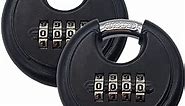 2 Packs Puyueo 4 Digital Heavy Duty Combination Padlock Disc Combination Lock Round Code Lock (Black)
