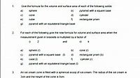 Worksheet 18 - Measurement (Surface Area and Volume) - Maths At Sharp