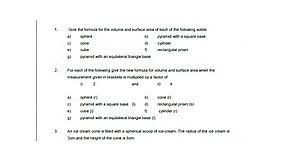 Worksheet 18 - Measurement (Surface Area and Volume) - Maths At Sharp