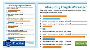 Measuring and Estimating Length in mm Worksheet