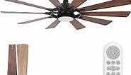 hykolity Ceiling Fan with Light and Remote 65 inch Farmhouse Large Ceiling Fan, Reversible Motor and Blades, 5CCT Selectable, for Living Room Basement Sunroom Porch Patio, 6-Speed Remote Control