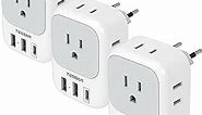 TESSAN 3 Pack European Travel Plug Adapter USB C, US to Europe Power Adapter with 4 AC Outlets and 3 USB (1 USB C), Euro Charger Adaptor Type C for USA to EU Spain France Iceland Italy Germany Greece