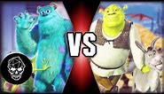 Sulley & Mike VS Shrek & Donkey (Pixar VS DreamWorks) Death Battle fan trailer ￼