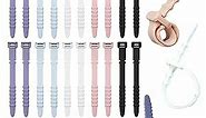 Silicone Zip Ties, Reusable Zip Ties, 20pcs Rubber Cable Ties Straps for Wire Management, Elastic Cable Organizer for Home Office Table Desk. 4.5” Cord Ties in White, Black, Pink, Purple and Blue
