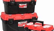 MAXPOWER Tool Boxes With Removable Tool Trays, Portable Tool Box for Tools Organizers and Storage, 3 Pack Plastic Toolbox, 13-Inch, 15-Inch & 17-Inch