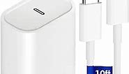 iPad 20W USB C Fast Charger, Compatible with iPad Pro 12.9, iPad Pro 11 inch 2022/2021/2020/2018, iPad Air 5th/4th, iPad Mini 6, 2022 iPad 10th Generation with 10foot USB C to C Charging Cable