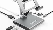 Plugable 8-in-1 USB C Hub for iPad with Stand, 100W Pass-Through Charging, USB C Docking Station for iPad, 1x HDMI, 2X USB, Audio, SD, Driverless, Compatible with Windows, iPadOS, Phones, Tablets