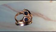 Rose Gold Sterling Silver plated Opal 8x6mm shaped band ring