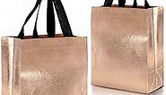 Nush Nush Rose Gold Gift Bags With Handles - Set of 12 Reusable Gift Bags Medium Size - Birthday Gift Bags Bulk, Goodie Bags, Party Favor Bags - 8X4X10