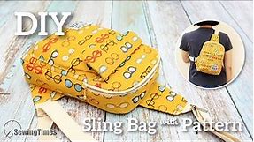 DIY Crossbody Sling Bag - Free Pattern | How to make a Fanny Pack Tutorial [sewingtimes]