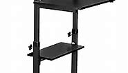Mount-It! Mobile Standing Desk Cart, Height Adjustable Rolling Stand Up Desk, Computer Workstation with 27.5 Inch Wide Podium Platform, Locking Wheels in Black Rises 37" to 54" Tall