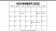 Printable November 2023 Calendar Templates With Holidays - Wiki Calendar