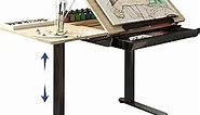 FLEXISPOT Comhar Adjustable Drafting Table, Electric Standing Desk with Storage Drawers for Writing Drawing Crafting Working, 47.2" W x 23.6" D Angle Height Adjustable Desk, Puzzle Craft Artist Table