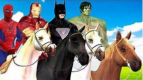 Horse Racing Videos: Ironman Captain America Hulk Spiderman Horse Race | Cartoons for Children