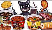 Mukbang Animation spicy Cup Noodle set eating Cartoon cat COMPLETE EDITION