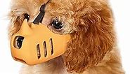 LUCKYPAW Dog Muzzle, Soft Muzzle for Small Medium Dogs Poodle Dachshund, Breathable Silicone Cage Mouth Cover to Prevent Biting and Chewing, Funny Rhino Shaped Muzzle with Adjustable Head Strap