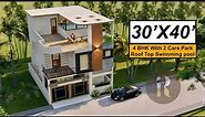 30X40 Duplex House design | 1200 Sqft House Plan | 9X12 Meters House Design with walkthrough