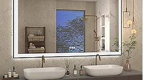 60x 40 Black Framed LED Bathroom Mirrors Over Sink, Smart Vanity Mirrors with Lights, Front Lighted and Backlit, Dimmable, Anti-Fog, Shatterproof, ETL Listed (Horizontal/Vertical)