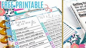 FREE PRINTABLE! Brain Dump and Next Actions Insert for Happy Planner | Functional Planning